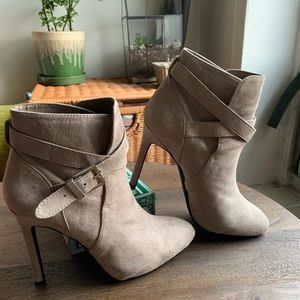 Grey Faux Suede Ankle Booties
